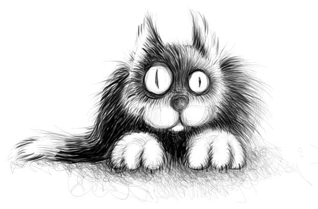 Memo to self: You can’t draw cats. Please put the pen down and step away from the table! –although drawing the fur was quite therapeutic